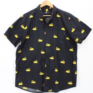 Vintage Molokai Surf Shirt Mens Black Short Sleeve Bath Duck Graphic Collared XL